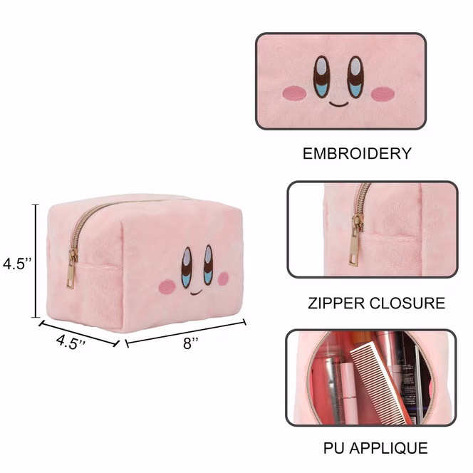 GameStop Kirby Pink Plush Cosmetic 4.5-in Toiletry Bag