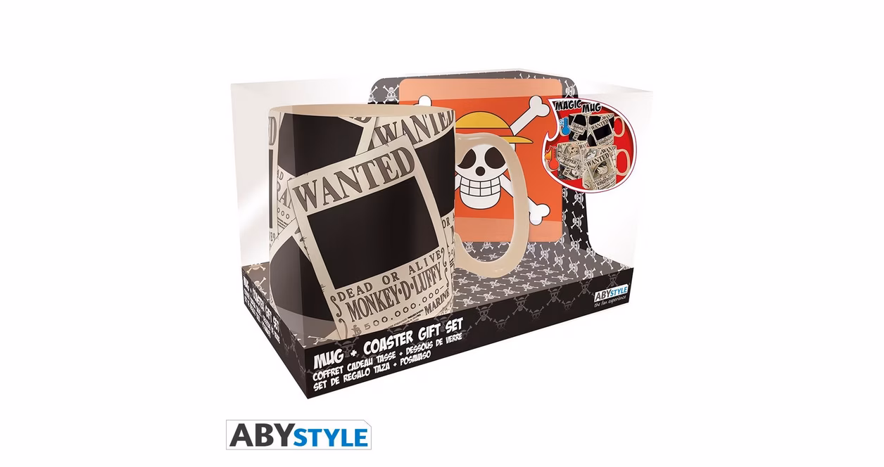 GameStop ABYstyle One Piece Heat Change Mug Wanted and Coaster Set