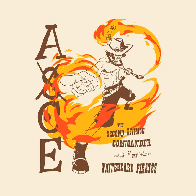 GameStop One Piece Ace Flames Double Sided Unisex Short Sleeve Graphic T-Shirt GameStop Exclusive