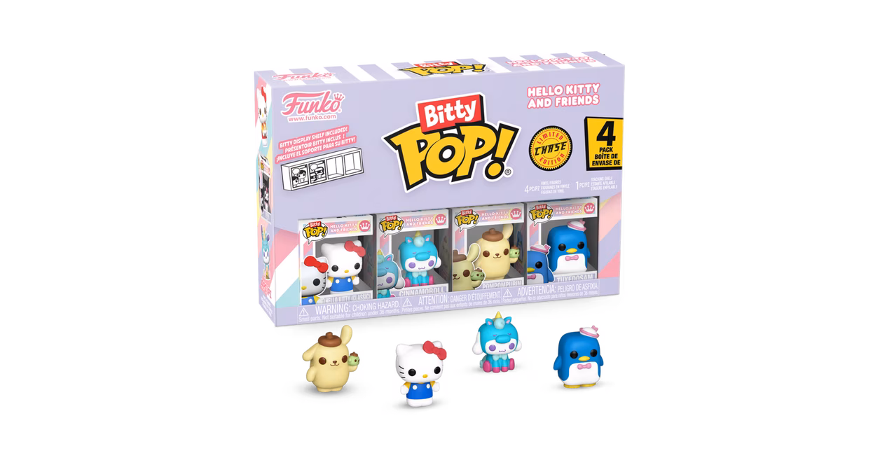 GameStop Funko Bitty POP! Sanrio Hello Kitty and Friends Vinyl Figure Set 4-Pack (Hello Kitty, Cinnamoroll–Unicorn, Pompompurin, and Mystery Pop!)