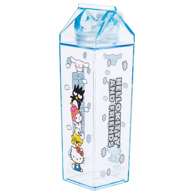 GameStop Sanrio Hello Kitty and Friends Stacked Friends and Clouds  16.2oz Plastic Milk Carton Bottle