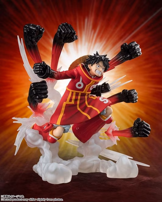 GameStop Bandai One Piece S.H. FiguartsZero Tamashii Nations Monkey D. Luffy (Egghead arc) Gum-Gum Hawk Gatling Extra Battle Figure
