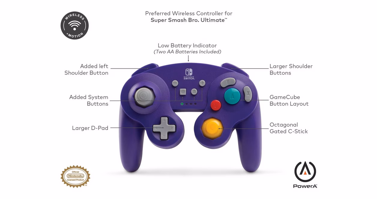 GameStop PowerA GameCube Wireless Controller for Nintendo Switch Silver
