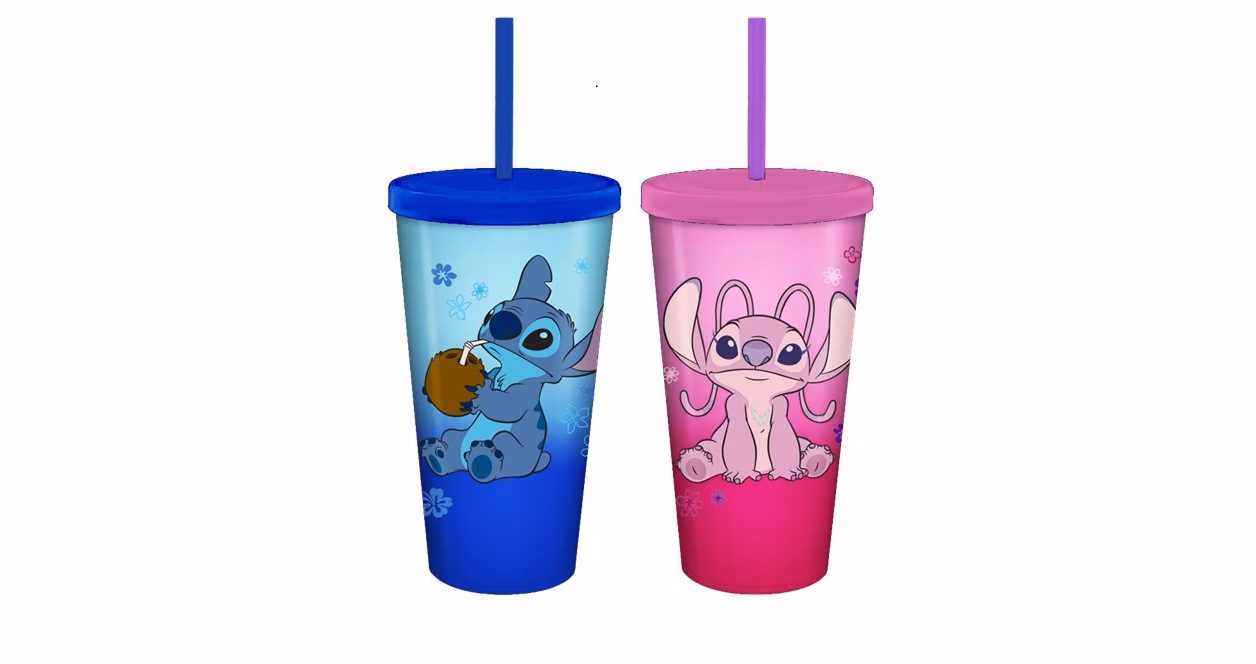 GameStop Lilo and Stitch Angel and Stitch 24 oz Color Changing Plastic Tumbler 2-Pack