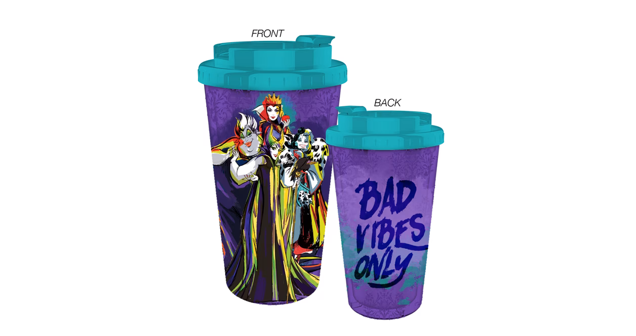 GameStop Disney Villains Stylized Double Wall 16oz Plastic Travel Mug