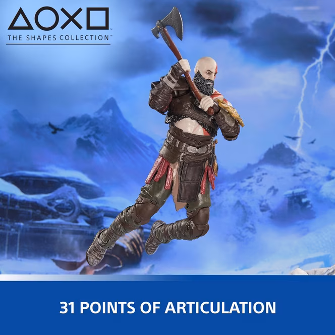 GameStop Spin Master PlayStation God of War Ragnarok Kratos (The Shapes Collection) 6-in Action Figure
