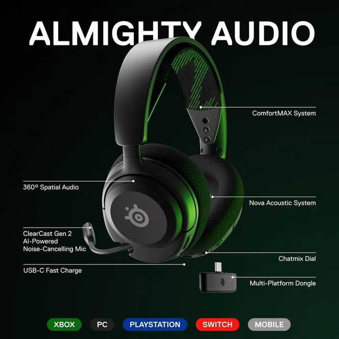 GameStop SteelSeries Arctis Nova 4X Wireless Gaming Headset for Xbox, PC, Switch, Meta Quest 2, PlayStation