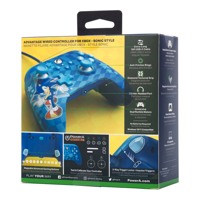 GameStop PowerA Advantage Wired Controller for Xbox Series X/S - Sonic the Hedgehog