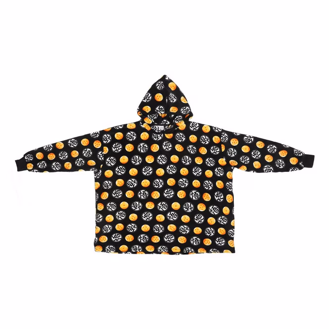 GameStop Dragon Ball Z Gi Symbols and Dragon Balls Hoodie Blanket