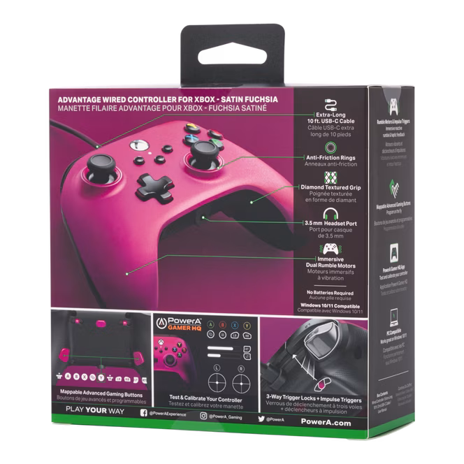 GameStop PowerA Advantage Wired Controller for Xbox Series X/S - Satin Fuchsia