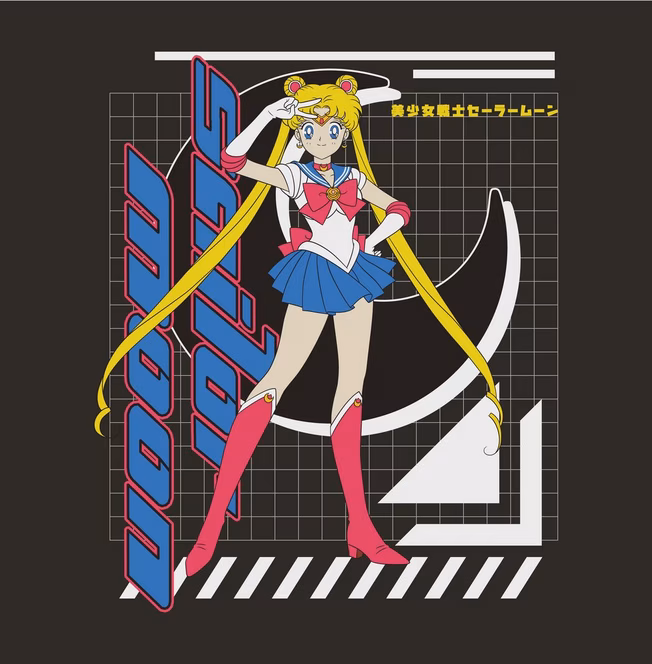 GameStop Sailor Moon Usagi Tsukino Double Sided Unisex Short Sleeve Graphic T-Shirt GameStop Exclusive
