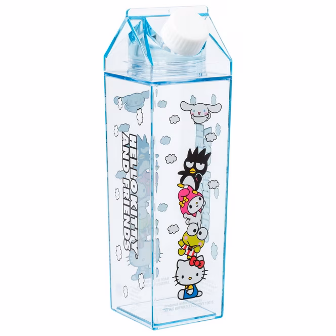 GameStop Sanrio Hello Kitty and Friends Stacked Friends and Clouds  16.2oz Plastic Milk Carton Bottle