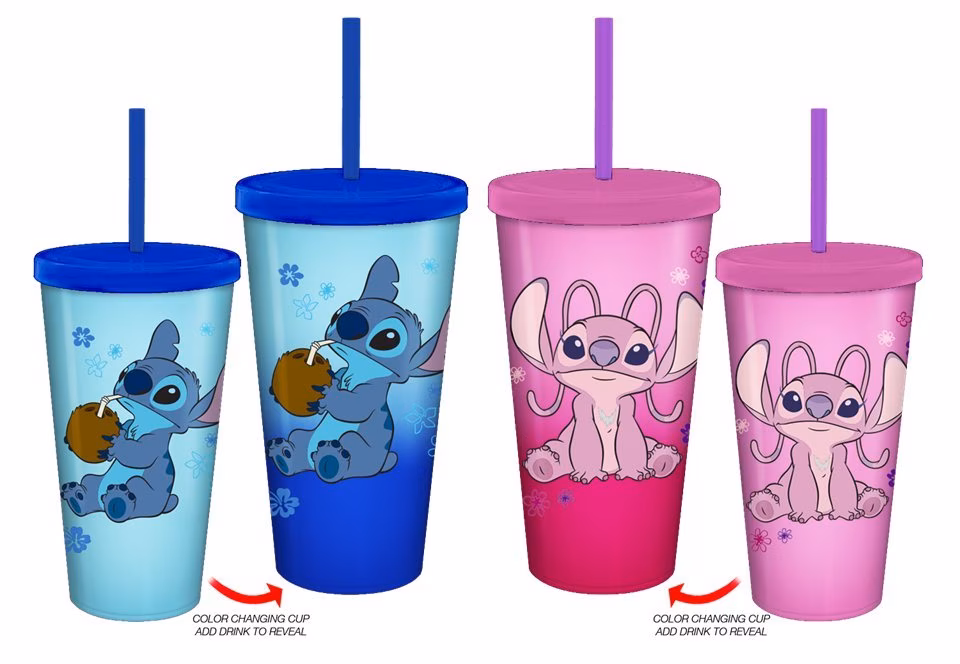 GameStop Lilo and Stitch Angel and Stitch 24 oz Color Changing Plastic Tumbler 2-Pack