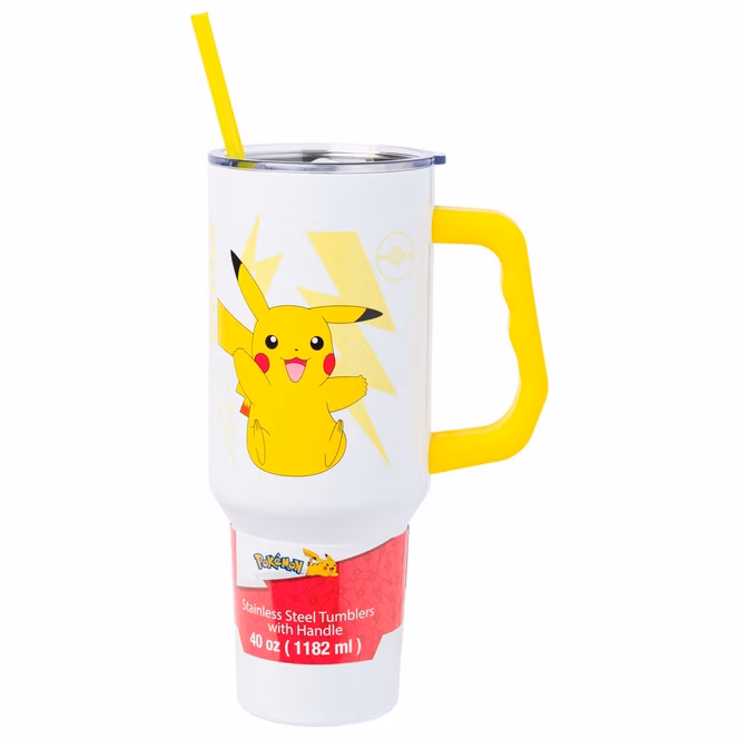 GameStop Pokemon Pikachu 40oz Stainless Steel Tumbler with Handle