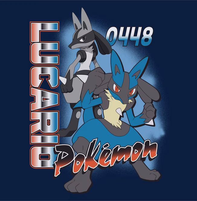 GameStop Pokemon Lucario Graphic Navy Blue Unisex T-Shirt GameStop Exclusive