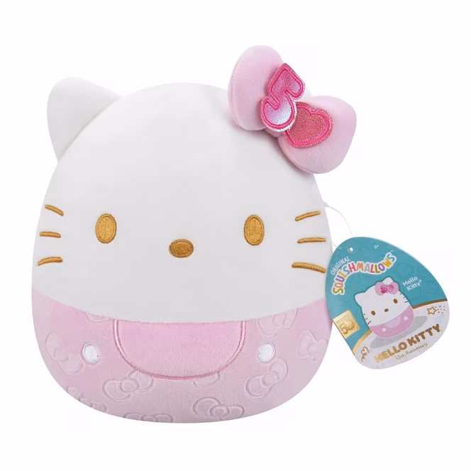 GameStop Squishmallows Sanrio 50th Anniversary Pink Embossed Hello Kitty 8-in Plush