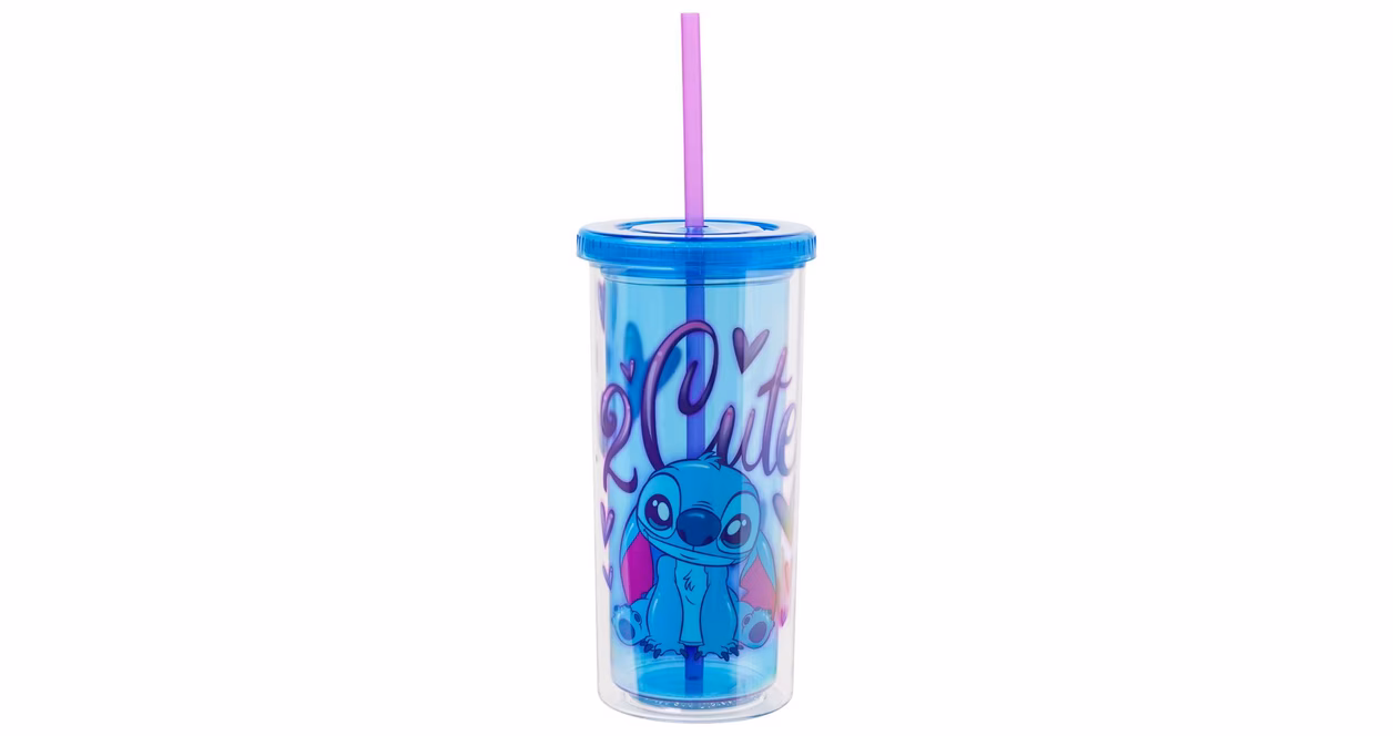 GameStop Lilo And Stitch Airbrush 20oz Plastic Tall Cold Cup with Lid And Straw