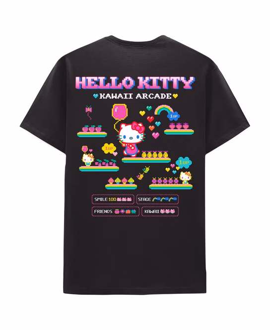 GameStop Hello Kitty Arcade 8-Bit Unisex Short Sleeve Graphic T-Shirt GameStop Exclusive