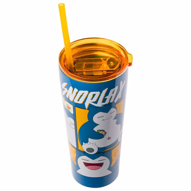 GameStop Pokemon Snorlax Pose Panels Double Walled Stainless Steel 22oz Tumbler with Straw