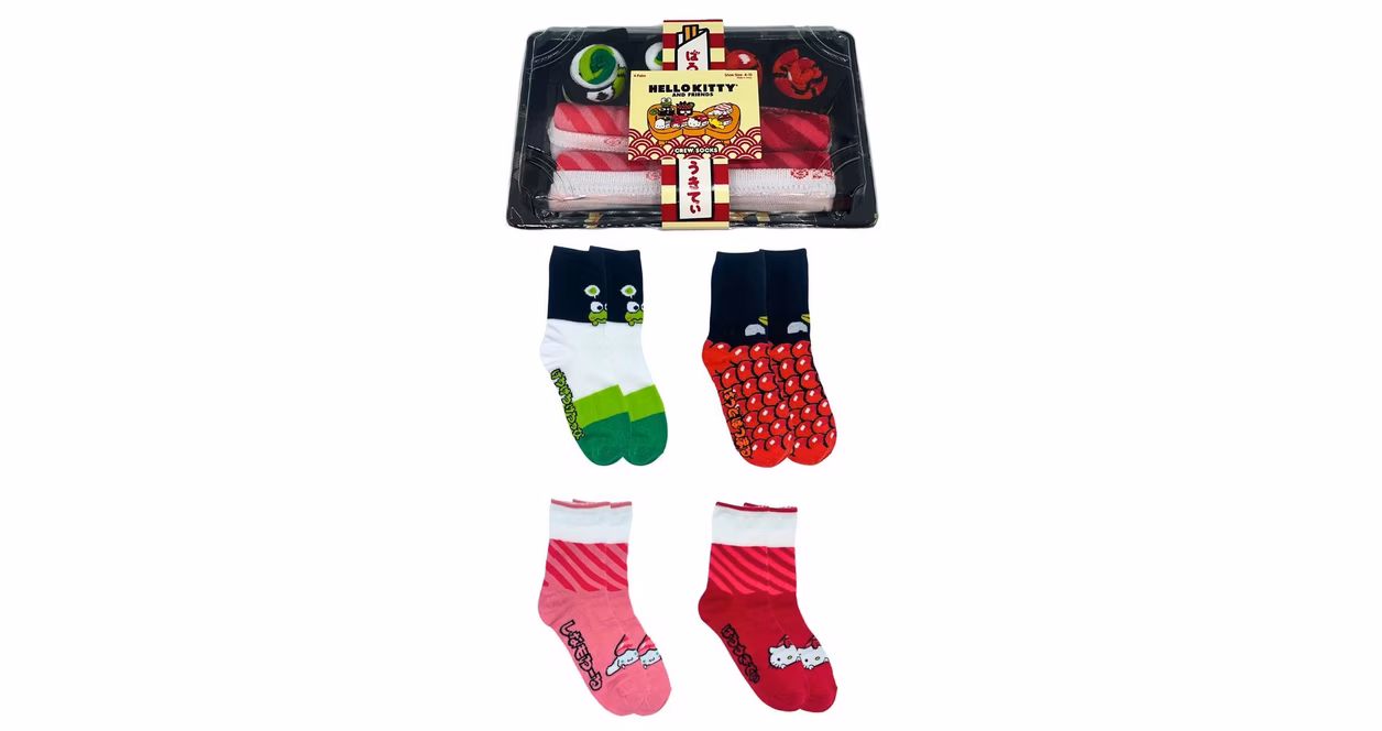 GameStop Sanrio: Hello Kitty and Friends Sushi Gift Box Womens Crew Socks 4-Pack