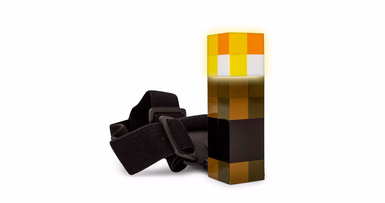GameStop Minecraft Brownstone Torch Headlamp Light With Adjustable Headband