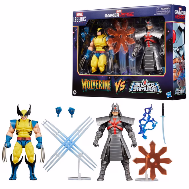 GameStop Marvel Legends Series Gamerverse Wolverine vs Marvel's Silver Samurai, Retro Video Game -Inspired Collectible 6-Inch Action Figures