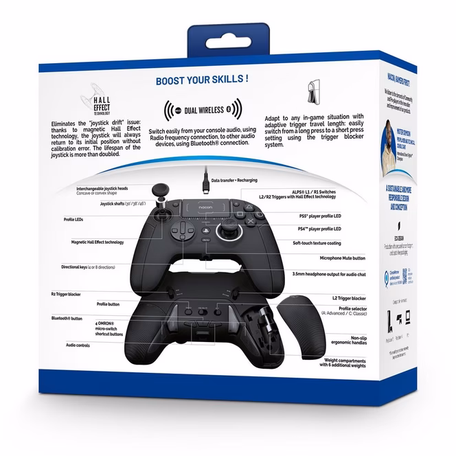 GameStop Nacon Revolution 5 Pro Wireless Controller for PlayStation 5 and PC with Hall Effect Technology and Remappable Buttons - Black