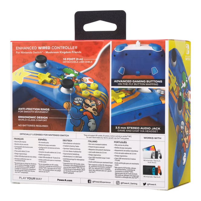GameStop PowerA Enhanced Wired Controller for Nintendo Switch - Mushroom Kingdom Friends