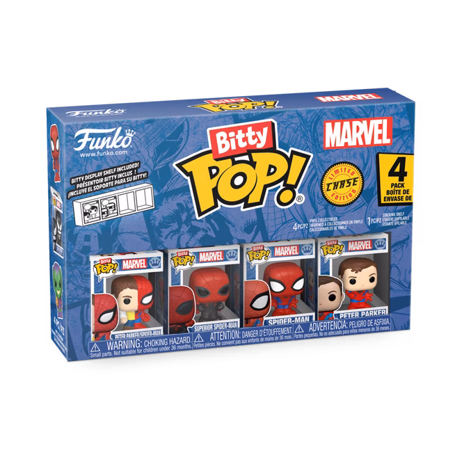GameStop Funko Bitty POP! Marvel Vinyl Figure Set 4-Pack (Peter Parker, Superior Spider-Man, Spider-Man, and Mystery Pop!)