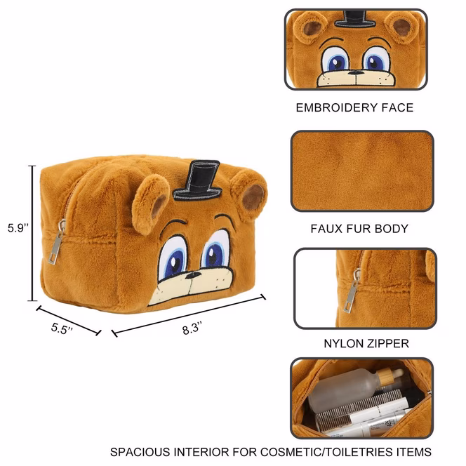 GameStop Five Nights at Freddy’s - Freddy Fazbear Faux Fur 4.5-in Cosmetic Bag