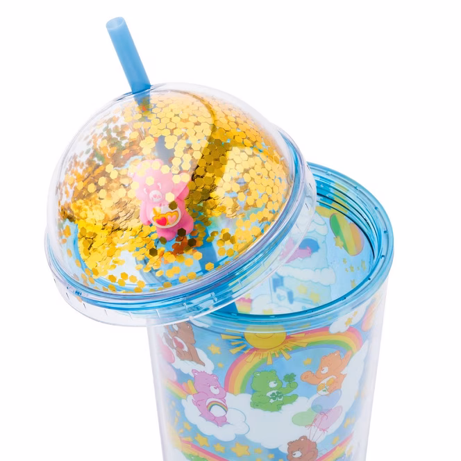 GameStop Care Bears Rainbows Clouds And Stars 24oz Dome Top Travel Tumbler