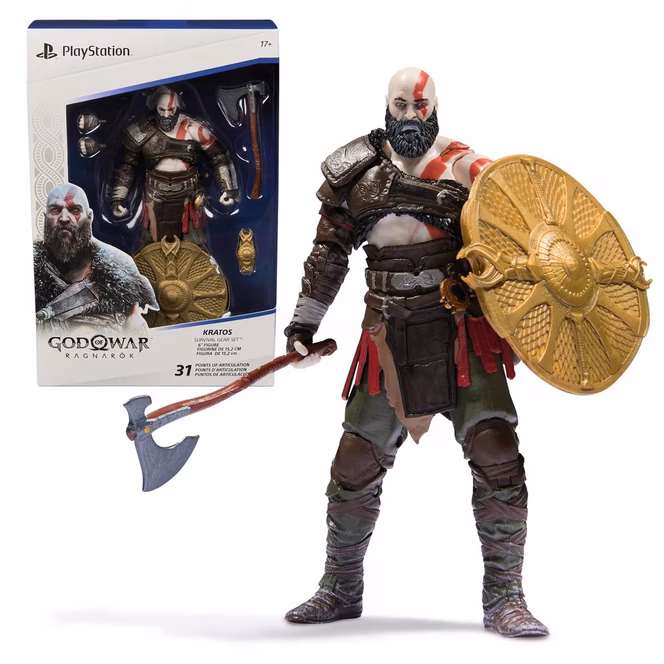 GameStop Spin Master PlayStation God of War Ragnarok Kratos (The Shapes Collection) 6-in Action Figure