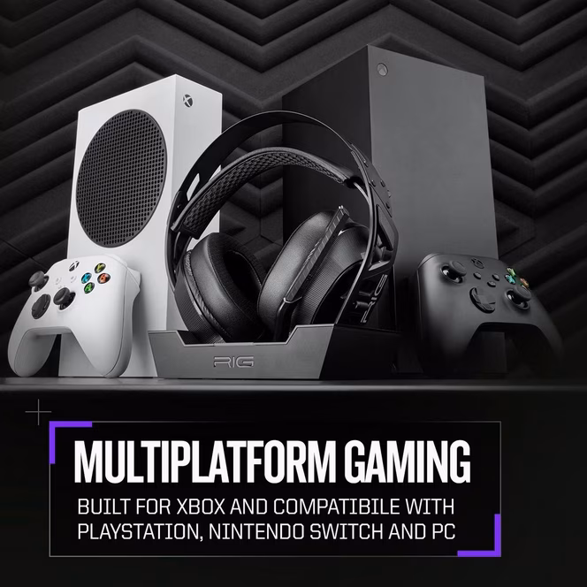 GameStop RIG 900 MAX HX Dual Wireless Gaming Headset for Xbox Series X/S, PC, PlayStation 4/5, and Switch - Black