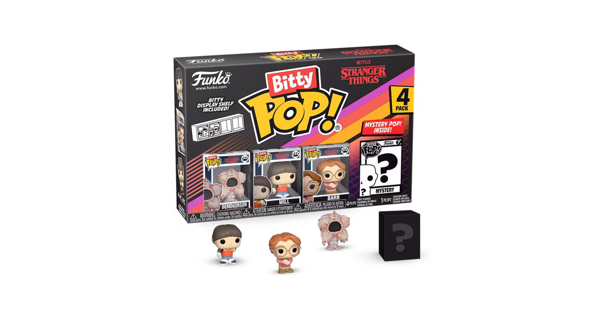 GameStop Funko Bitty POP! Stranger Things Vinyl Figure Set 4-Pack (Demogorgon, Will, Barb, and Mystery Pop!)