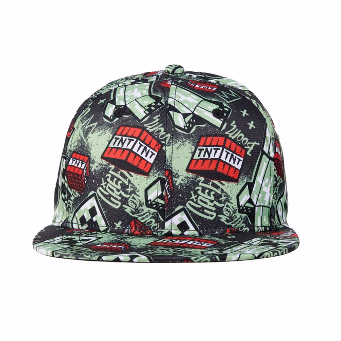 GameStop Minecraft Creeper TNT Printed Snapback Hat GameStop Exclusive
