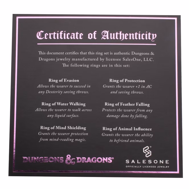 GameStop Dungeons and Dragons Adjustable 6-Piece Ring Set GameStop Exclusive