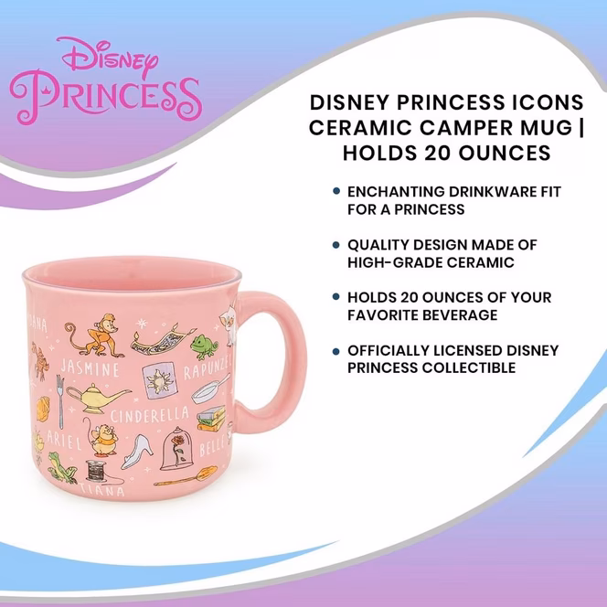 GameStop Disney Princess Icons 20 oz Ceramic Camper Mug