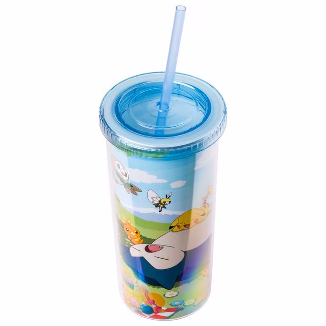 GameStop Pokemon Blossom Picnic 20oz Plastic Tall Cold Cup with Lid and Straw