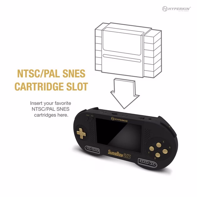 GameStop Hyperkin SupaBoy BlackGold Portable Pocket Console for Super NES/Super Famicom