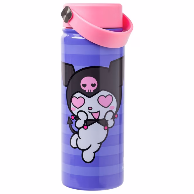 GameStop Sanrio Kuromi Heart Eyes Purple Stripes 20oz Stainless Steel Water Bottle with Swivel Handle