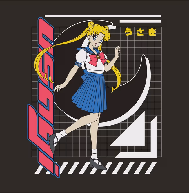 GameStop Sailor Moon Usagi Tsukino Double Sided Unisex Short Sleeve Graphic T-Shirt GameStop Exclusive