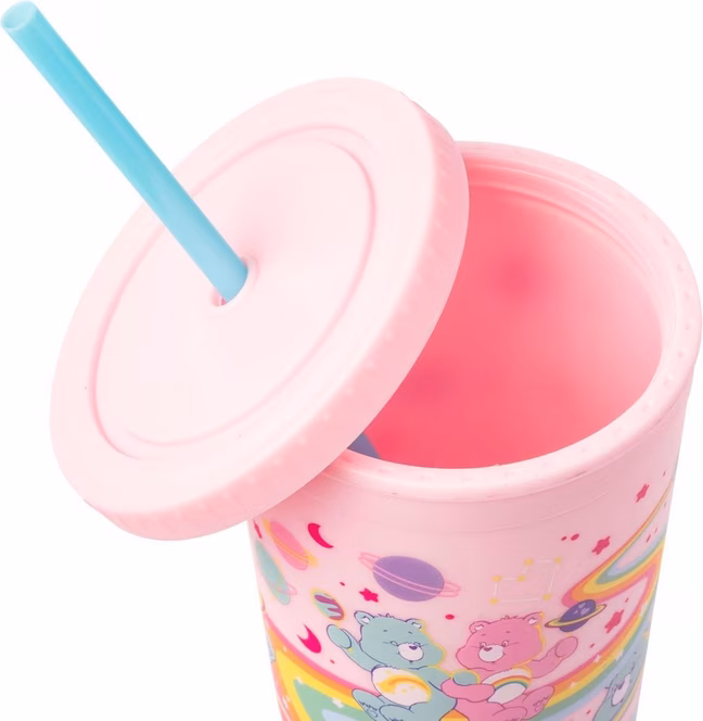 GameStop Care Bears Cosmic Rainbow Stars Matte Finish 20oz Tall Plastic Tumbler