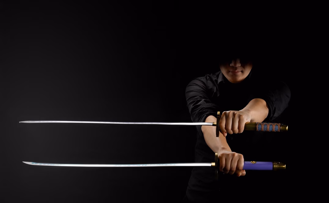 GameStop Tamashii Nations One Piece Roronoa Zoro Three Sword Style set (Wado Ichimonji, Sandai Kitetsu, Enma) Proplica