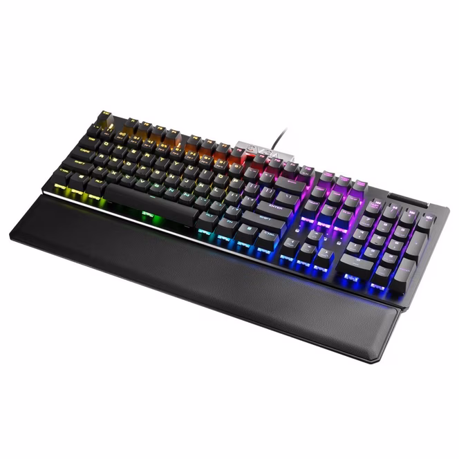GameStop EVGA Z15 RGB Backlit LED Hot Swappable Kailh Speed Bronze Linear Switches Mechanical Gaming Keyboard