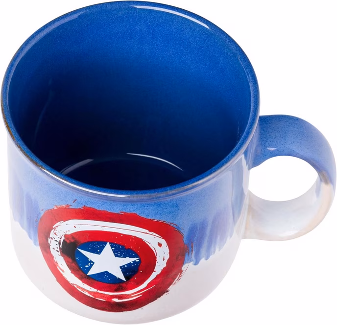 GameStop Marvel Captain America Shield Reactive Glaze 20oz Ceramic Camper Mug