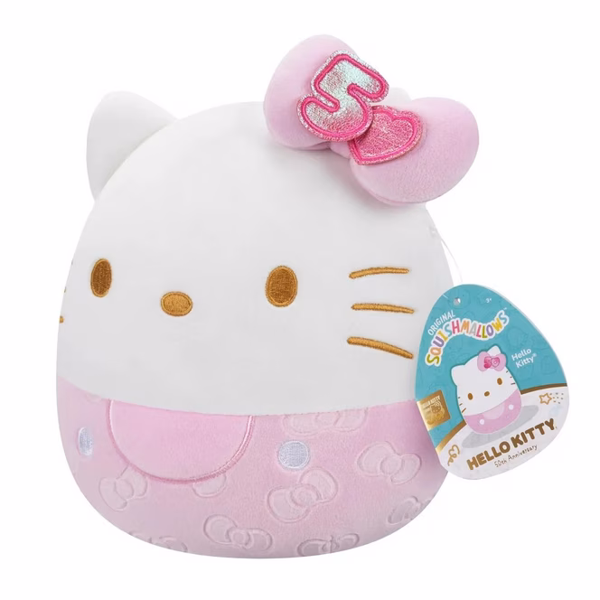 GameStop Squishmallows Sanrio 50th Anniversary Pink Embossed Hello Kitty 8-in Plush