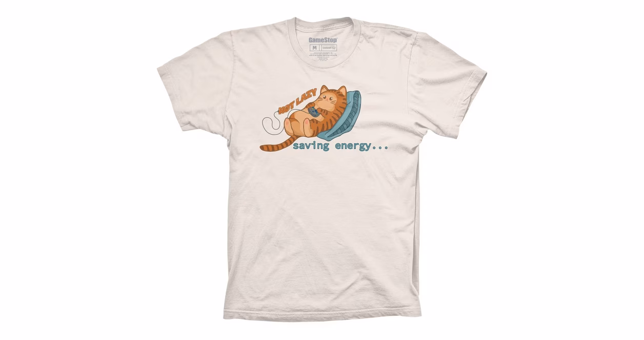 GameStop Lazy Cat Graphic Unisex Short Sleeve T-Shirt GameStop Exclusive