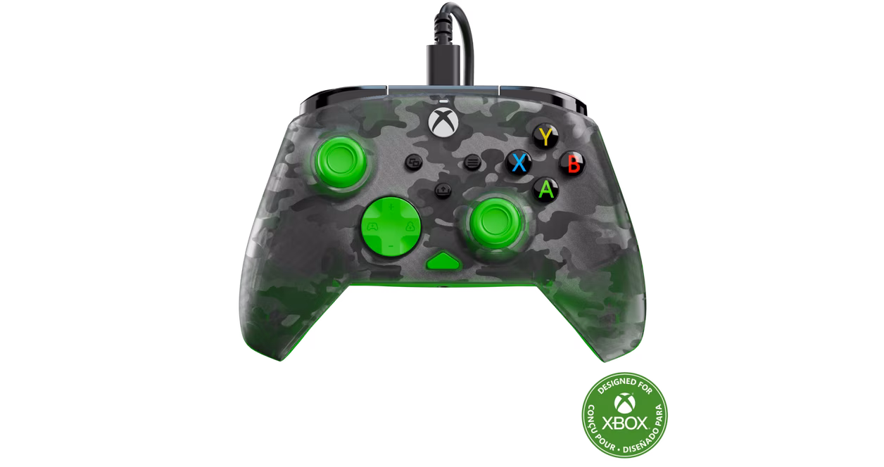 GameStop Turtle Beach Rematch Core Wired Gaming Controller (Ghost Black Camo/Green) for Xbox Series X/S, Xbox One and Windows 10/11 PC