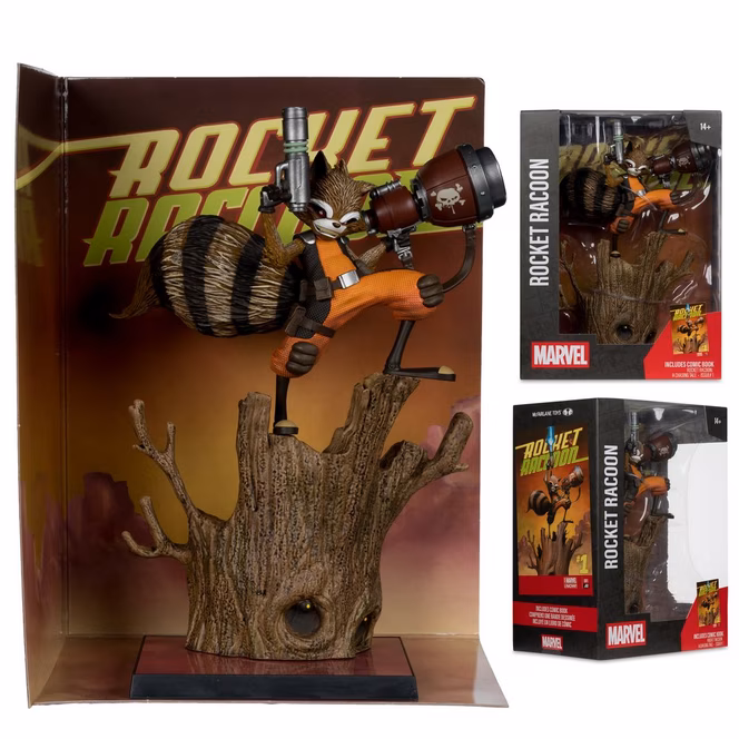 GameStop McFarlane Toys Collection Marvel Comic Rocket Raccoon a Chasing Tale Rocket Raccoon 1:6th Scale Statue