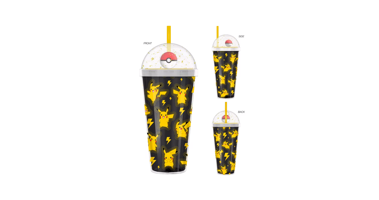 GameStop Pokemon Pikachu Lightning Pattern 24oz Dome Top Travel Tumbler